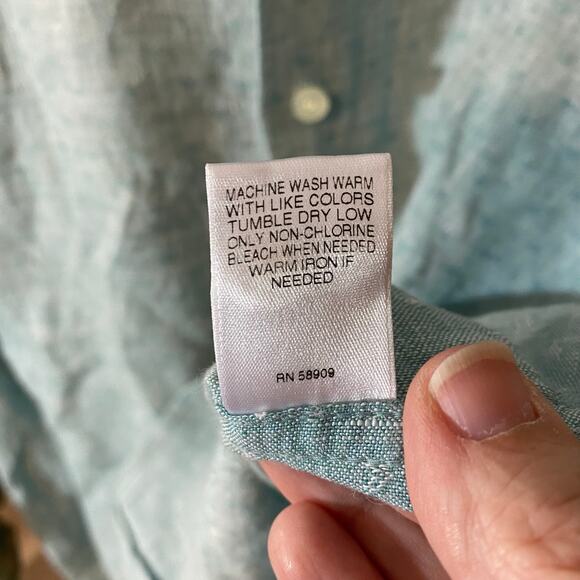 Murano Baird McNutt 100% Linen Button Up Shirt Blue Long Sleeve Men’s Large - Picture 5 of 7